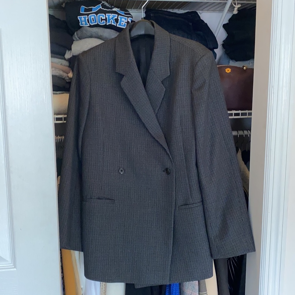 Toteme Loreo Double Breasted Wool Blazer in Gray
